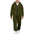 thumbnail image 1 of SERTGUTR Boys' Hoodie Sweatshirt Set, Zip Up Jacket and Jogger Pants, Solid Color Warm Fleece Lined Tracksuit with Pockets, Everyday School Casual Outfit, 1 of 9