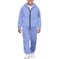 thumbnail image 1 of SERTGUTR Boys' Hoodie Sweatshirt Set, Zip Up Jacket and Jogger Pants, Solid Color Warm Fleece Lined Tracksuit with Pockets, Everyday School Casual Outfit, 1 of 9