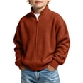 thumbnail image 1 of SERTGUTR Boys Waffle Knit Jacket Full Zipper Stand Collar Long Sleeve Ribbed Cuffs Solid Color Casual Top Everyday School Fall Winter Coat, 1 of 8