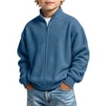 thumbnail image 1 of SERTGUTR Boys Waffle Knit Jacket Full Zipper Stand Collar Long Sleeve Ribbed Cuffs Solid Color Casual Top Everyday School Fall Winter Coat, 1 of 8