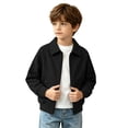thumbnail image 1 of SERTGUTR Boys Waffle Knit Jacket Turn Down Collar Full Zipper Long Sleeve Pocket Design Solid Color Casual Top Everyday School Fall Winter Coat, 1 of 9