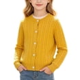 thumbnail image 1 of SERTGUTR Girls Cable Knit Cardigan, Button Front Round Neck Long Sleeve, Solid Color Ribbed Trim Cozy Top, Everyday School Fall Winter Sweater, 1 of 6