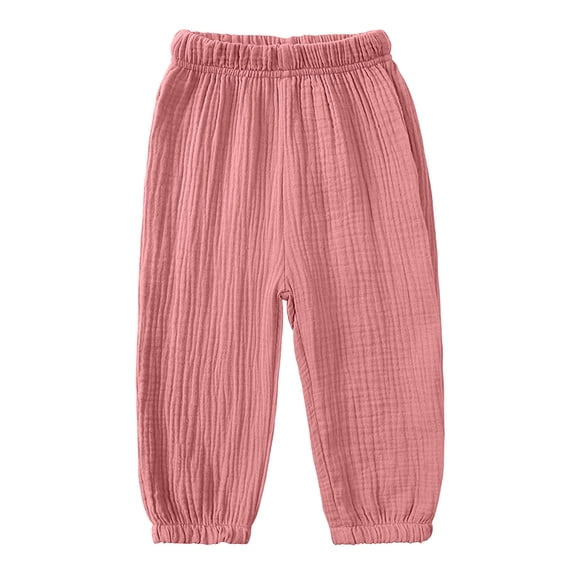SERTGUTR Girls' Crinkle Jogger Pants Elastic Waist Pull-On Relaxed Baggy Fit Cuffed Ankle Textured Soft Lightweight Casual School Outdoor Summer Everyday Wear