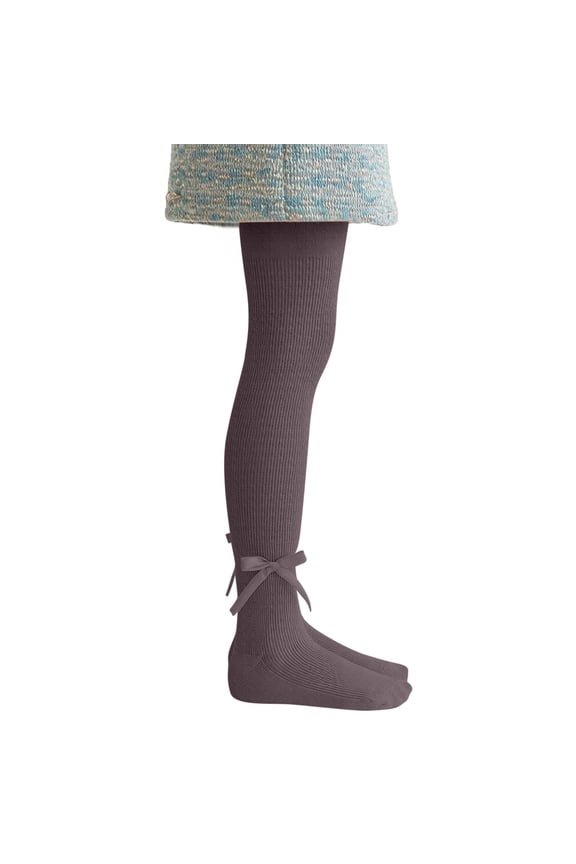 Girls' Footed Tights Ribbed Knit Stretch Pull-On Full Length Sweet Bow Detail Dance Ballet School Playground Everyday Wear