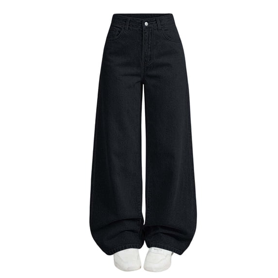 SERTGUTR Girls' Jeans High Waist Loose Fit Wide Leg Stretch Fabric Side Pockets Comfortable School Everyday Wear Pants