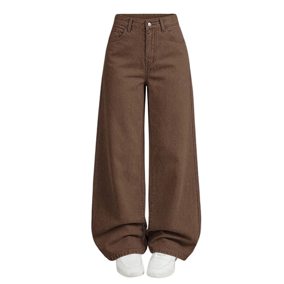 SERTGUTR Girls' Jeans High Waist Loose Fit Wide Leg Stretch Fabric Side Pockets Comfortable School Everyday Wear Pants