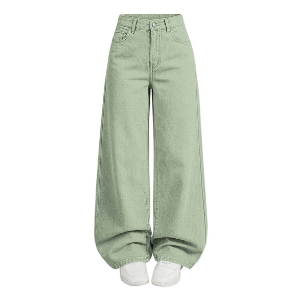 SERTGUTR Girls' Jeans High Waist Loose Fit Wide Leg Stretch Fabric Side Pockets Comfortable School Everyday Wear Pants