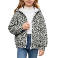 thumbnail image 1 of SERTGUTR Girls Leopard Print Hooded Sweatshirt, Zip Up Fleece Jacket with Pockets, Long Sleeve Casual Outerwear, Everyday School Outdoor Warm Coat, 1 of 8