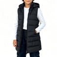 thumbnail image 1 of SERTGUTR Girls Longline Puffer Vest Hooded Sleeveless Full Zipper Quilted Side Pocket Snap Button Everyday School Winter Warm Outerwear, 1 of 9