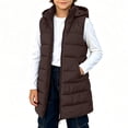 thumbnail image 1 of SERTGUTR Girls Longline Puffer Vest Hooded Sleeveless Full Zipper Quilted Side Pocket Snap Button Everyday School Winter Warm Outerwear, 1 of 9