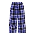 thumbnail image 1 of SERTGUTR Girls Plaid Fleece Wide Leg Pants, Elastic High Waist Loose Fit Trousers, Side Pocket Warm Home Pants, Winter Everyday Comfortable Bottoms, 1 of 5