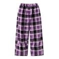 thumbnail image 1 of SERTGUTR Girls Plaid Fleece Wide Leg Pants, Elastic High Waist Loose Fit Trousers, Side Pocket Warm Home Pants, Winter Everyday Comfortable Bottoms, 1 of 5