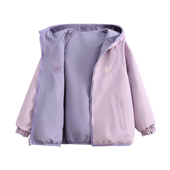 SERTGUTR Girls'Reversible Jacket Hooded Lightweight Full Zip Elastic Cuffs Windproof School Outdoor Travel Reversible Outerwear