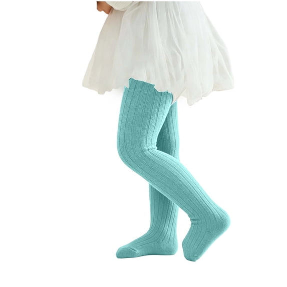 SERTGUTR Girls' Ribbed Tights Footed Leggings Stretch Pull-On Full Length Knit Dance Base Pants Casual School Everyday Wear