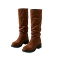thumbnail image 1 of SERTGUTR Girls Slouch Knee High Boots, Pull On Tall Riding Boots with Low Heel, Soft Faux Suede Casual Shoes, Everyday School Party Fall Winter Boots(5-6 Years,28), 1 of 8