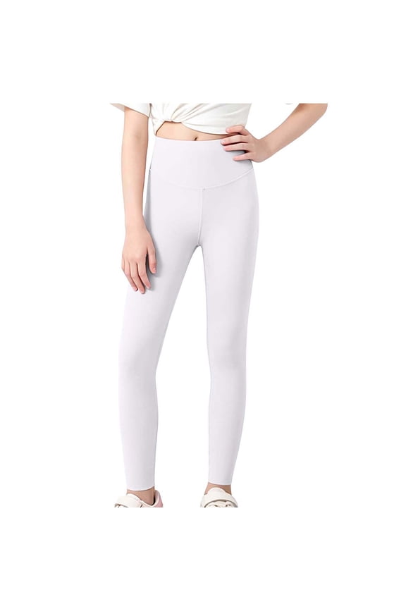 Girls' Yoga Leggings High Waist Stretch Pull-On Slim Fit Full Length Seamless Soft Athletic School Gym Playground Dance Daily Wear