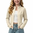 thumbnail image 1 of SERTGUTR Girls Zip Up Jacket, Stand Collar Long Sleeve Thumbhole Top, Cropped Stretch Yoga Running Coat, Everyday School Fitness Sports Jacket, 1 of 7