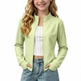 thumbnail image 1 of SERTGUTR Girls Zip Up Jacket, Stand Collar Long Sleeve Thumbhole Top, Cropped Stretch Yoga Running Coat, Everyday School Fitness Sports Jacket, 1 of 2