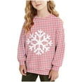 thumbnail image 1 of SERTG Kids Christmas Print Hoodless Sweatshirt Long Sleeve Round Neck Loose Casual Christmas Gifts Fall Winter Holiday Family Tops for Children 1-13 Years(Pink,7 Years), 1 of 7