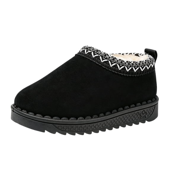 SERTGUTR Kids Fleece Lined Snow Boots, Slip-On Embroidered Winter Shoes, Non-Slip Chunky Sole Warm Ankle Boots, Everyday School Outdoor Boys Girls Boots(3.5-4 Years,25)