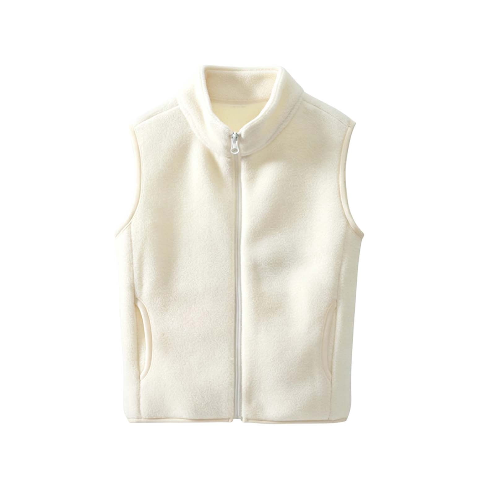 SERTGUTR Kids Fleece Vest Stand Collar Full Zipper Pocket Design Solid ...