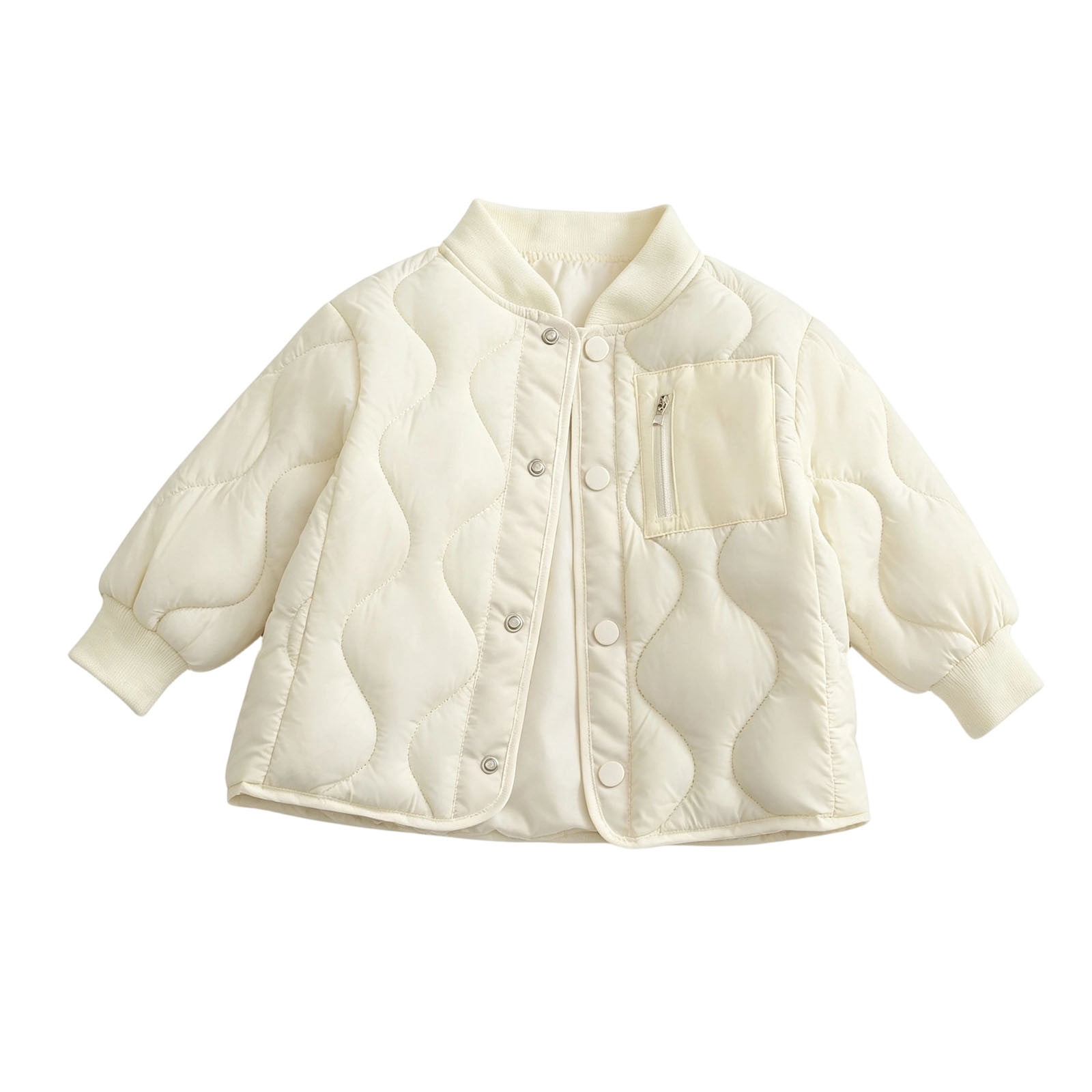 Side Wave Design SERTGUTR Kids Padded Jacket, Button Front Full Zip Stand Collar, Wave ...