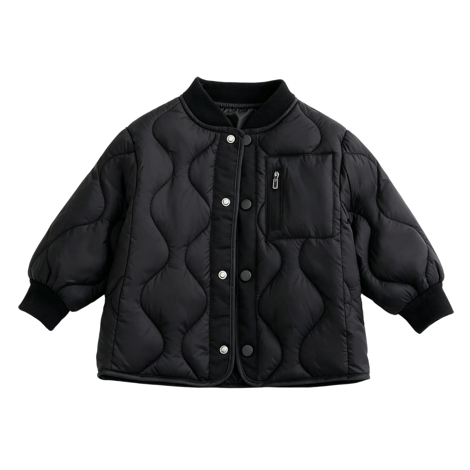Side Wave Design SERTGUTR Kids Padded Jacket, Button Front Full Zip Stand Collar, Wave ...