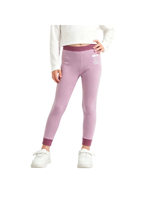 Kids Thermal Underwear Leggings, Fleece Lined Stretchy Warm Long Johns, Base Layer Pants with Flatlock Seams, Everyday Winter School Play Thermal Leggings