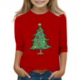 thumbnail image 1 of SERTG Kids Tops 3/4 Long Sleeve Round Neck Cute Casual Comfortable Festive Print Everyday Top Christmas Gifts for Boys and Girls 3-12 Years(Red#2,9-10 Years), 1 of 4