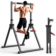 SERTT Foldable Power Tower, Adjustable Free Standing Pull Up Bar Dip Station, 440LBS Heavy-Duty Home Gym Equipment for Pull Ups, Dips, Push Ups & Knee Raises