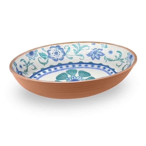 Rio Turquoise Floral Oval Serve Bowl, 13.1" x 2.6",91.3 oz.