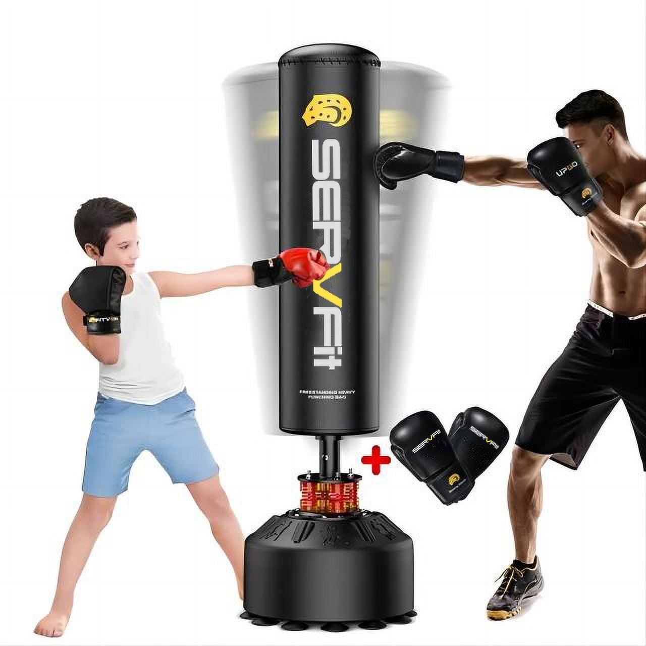 SERVFIT Freestanding Punching Bag 70''-205lbs with Boxing Gloves，Heavy Boxing Bag with Suction Cup Base for Adult Youth Kids - Men Stand Kickboxing Bag