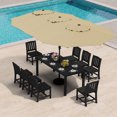 thumbnail image 1 of SERWALL 10-Piece Outdoor Dining Set with Umbrella, 75" HDPE All Weather Patio Table and Chairs, Black (umbrella base not included), 1 of 10