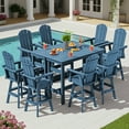 thumbnail image 1 of SERWALL 10-Piece Outdoor Swivel Bar Set with Table, 8 HDPE Swivel Bar Chairs & 2 Bar Tables, All-Weather Patio Barstool Furniture, Blue, 1 of 7