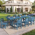 thumbnail image 1 of SERWALL 10 Pieces Outdoor Dining Set, All Weather Patio Dining Set, HDPE Outdoor Table and Armless Chair with Umbrella, Navy, 1 of 9