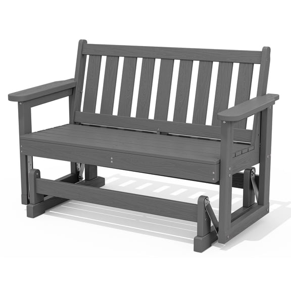 SERWALL 2 Person Patio Glider Rocking Chair, Weather-Resistant Swinging Bench for Outdoor Porch Garden