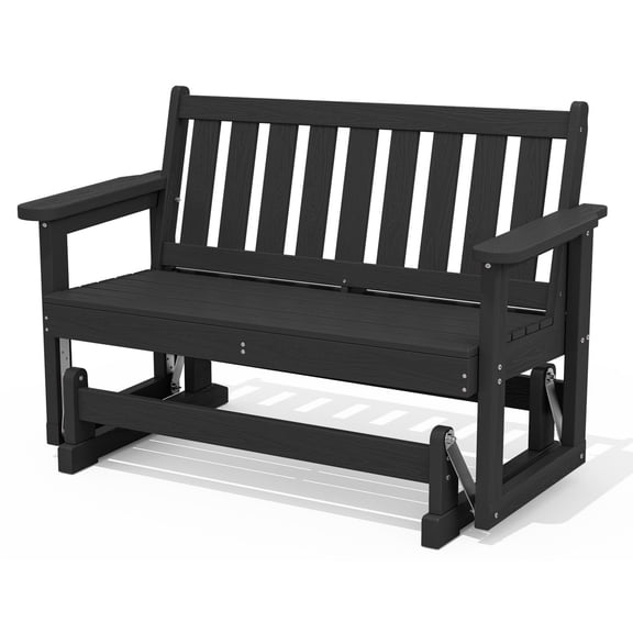SERWALL 2 Person Patio Glider Rocking Chair, Weather-Resistant Swinging Bench for Outdoor Porch Garden
