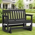 thumbnail image 1 of SERWALL Outdoor Glider Bench 2 Person, HDPE Material Weather-Resistant Rocking Chair Swings for Patio Porch Garden, Black, 1 of 8