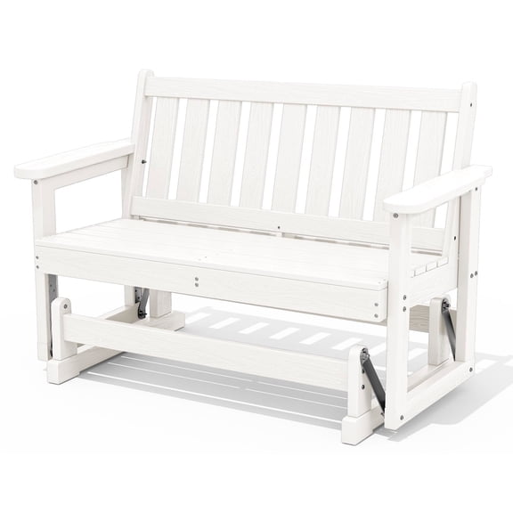 SERWALL 2 Person Patio Glider Rocking Chair, Weather-Resistant Swinging Bench for Outdoor Porch Garden