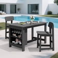 thumbnail image 1 of SERWALL 3-Piece Outdoor Bar Sets, All Weather Patio Bar Table and Chairs, HDPE Outdoor Counter Height Dining Sets with Storage & Wine Rack for Garden, Backyard, Poolside, Home - Grey, 1 of 13