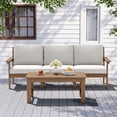 thumbnail image 1 of SERWALL 4-Piece HDPE Outdoor Patio Conversation Set, All-Weather Patio Sofa Furniture Set for Porch & Deck, Brown Frame with Beige Cushions, 1 of 5