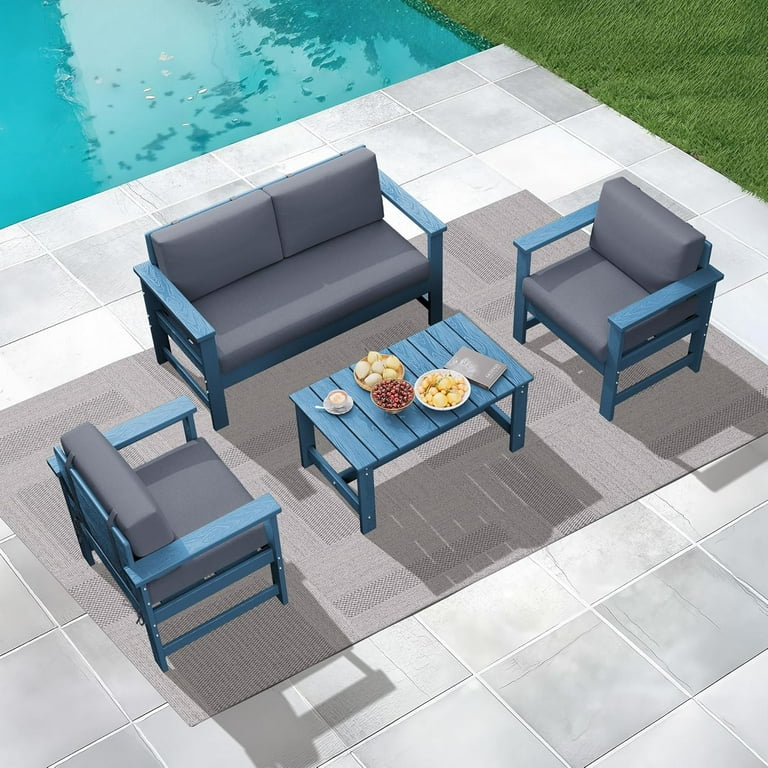 KINGYES Pieces Outdoor Furniture Set, HDPE All Weather Use