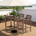 thumbnail image 1 of SERWALL HDPE Outdoor Patio Bar Set with 9ft Umbrella, 4 Pieces Outdoor Bar Height Table Set with Patio Umbrella, Brown, 1 of 8