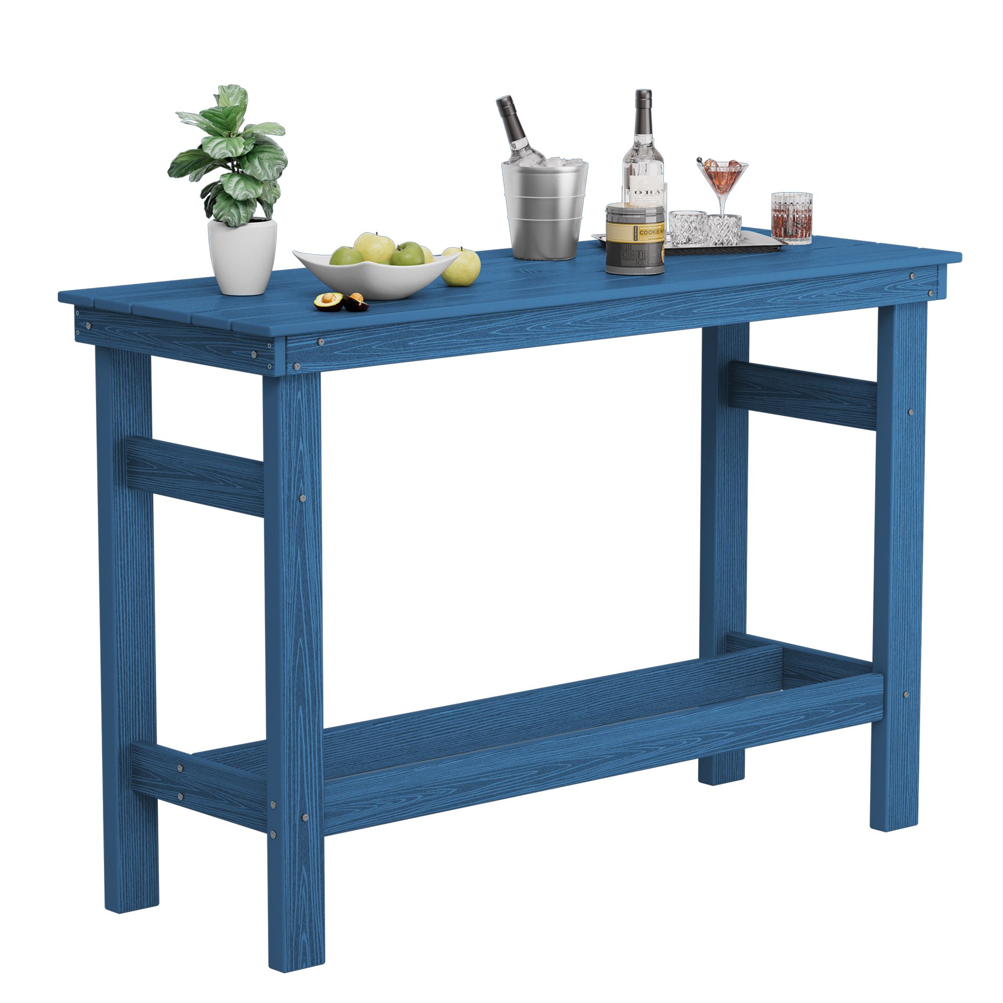 SERWALL 41" Outdoor Bar Height Table, HDPE, Navy at Walmart