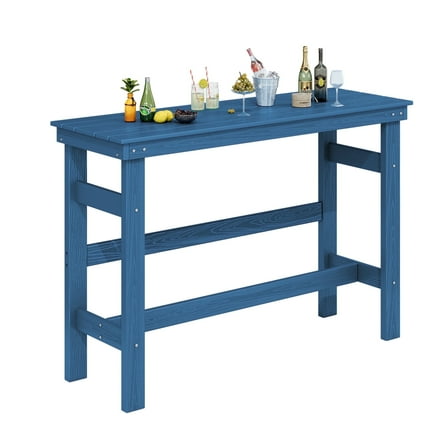 SERWALL 41" Outdoor Bar Table, HDPE All Weather Adirondack Outdoor Bar Height Table, Navy