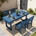 thumbnail image 1 of SERWALL 5-Piece Outdoor Patio Dining Set, All-Weather HDPE Table and Chairs, Rectangular Table with Umbrella Hole, Seats 4, Low Maintenance,Blue, 1 of 10