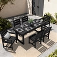 thumbnail image 1 of SERWALL 7-Piece Outdoor Patio Dining Set, All-Weather HDPE Table and Chairs, Rectangular Table with Umbrella Hole, Seats 6, Low Maintenance,Black, 1 of 10