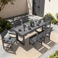 thumbnail image 1 of SERWALL 7-Piece Outdoor Patio Dining Set, All-Weather HDPE Table and Chairs, Rectangular Table with Umbrella Hole, Seats 6, Low Maintenance,Gray, 1 of 10