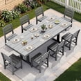 thumbnail image 1 of SERWALL 9 Pieces Outdoor Dining Set, Patio Dining Set, HDPE Outdoor Table and Chair with Umbrella Holes, (1 Table + 8 Armless Chair), 1 of 9