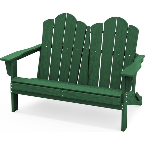 SERWALL Adirondack Bench, Outdoor Adirondack Chair for 2,HDPE All-Weather Adirondack Loveseat